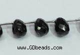 CLB319 10*14mm top-drilled faceted teardrop black labradorite beads