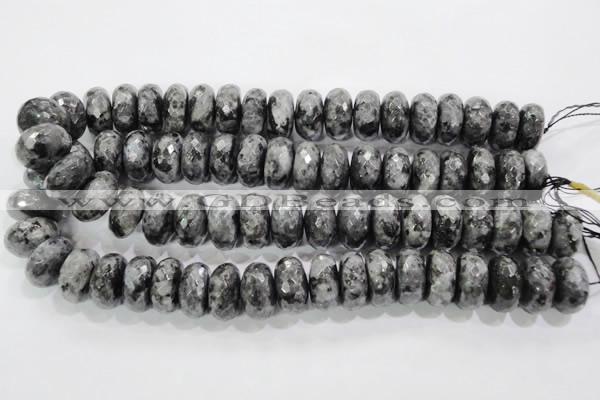 CLB324 15.5 inches 12*20mm faceted rondelle black labradorite beads