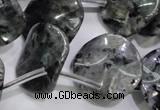 CLB326 Top-drilled 20mm wavy coin black labradorite beads