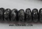 CLB332 15.5 inches 10*18mm faceted rondelle black labradorite beads