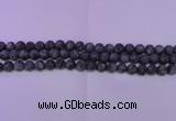 CLB370 15.5 inches 4mm round matte black labradorite beads