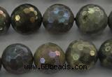 CLB615 15.5 inches 14mm faceted round AB-color labradorite beads