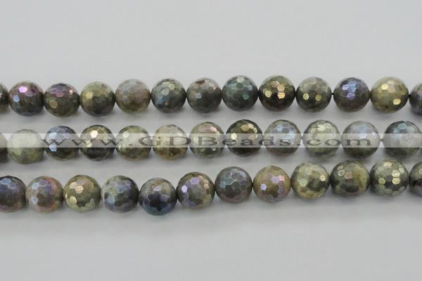 CLB617 15.5 inches 18mm faceted round AB-color labradorite beads