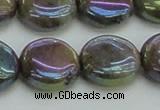 CLB637 15.5 inches 14mm flat round AB-color labradorite beads