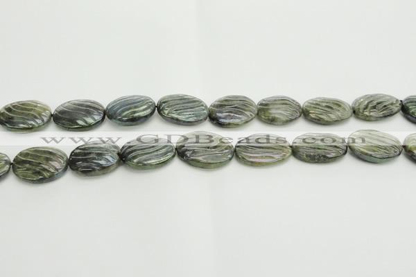 CLB668 15.5 inches 18*25mm carved oval AB-color labradorite beads