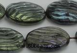 CLB669 15.5 inches 22*30mm carved oval AB-color labradorite beads