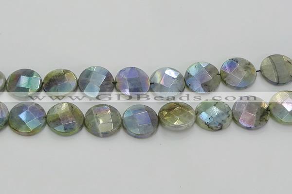 CLB681 15.5 inches 20mm faceted coin AB-color labradorite beads