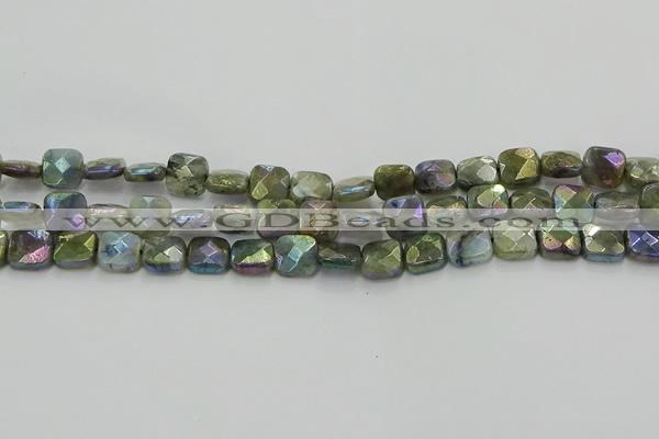 CLB686 15.5 inches 10mm faceted square AB-color labradorite beads