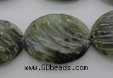 CLB99 15.5 inches 22*30mm carved oval labradorite beads