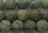 CLD204 15.5 inches 12mm round matte Chinese leopard skin jasper beads