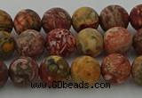 CLD212 15.5 inches 8mm round matte leopard skin jasper beads