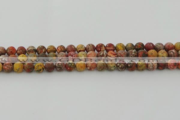 CLD212 15.5 inches 8mm round matte leopard skin jasper beads