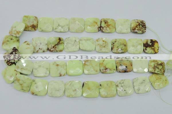 CLE61 15.5 inches 20*20mm faceted square lemon turquoise beads