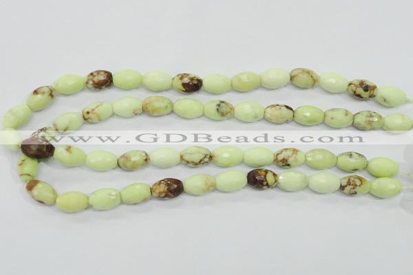 CLE70 15.5 inches 10*15mm faceted rice lemon turquoise beads