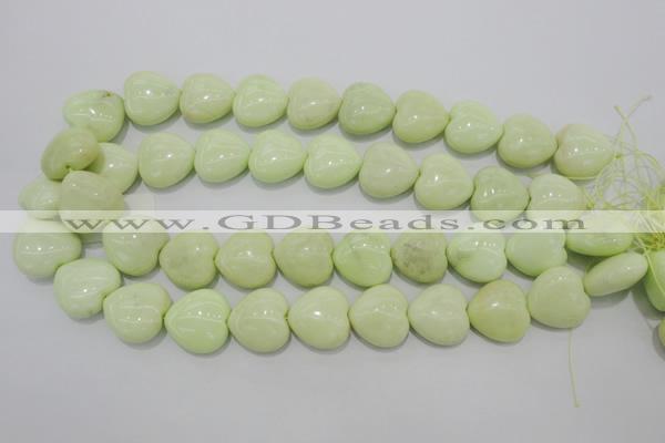 CLE81 15.5 inches 20*20mm heart lemon turquoise beads