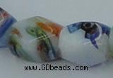 CLG535 16 inches 10*13mm faceted cuboid lampwork glass beads