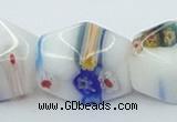 CLG536 16 inches 12*15mm faceted cuboid lampwork glass beads