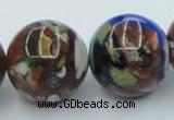 CLG543 16 inches 14mm round goldstone & lampwork glass beads