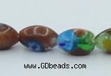 CLG545 16 inches 8*13mm rice goldstone & lampwork glass beads