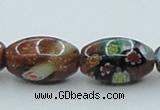 CLG546 16 inches 10*14mm rice goldstone & lampwork glass beads