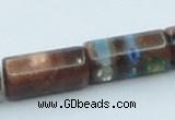 CLG551 16 inches 8*16mm faceted cylinder goldstone & lampwork beads