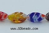 CLG576 16 inches 6*13mm twisted rice lampwork glass beads wholesale