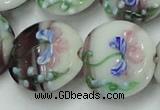 CLG820 15.5 inches 20mm flat round lampwork glass beads wholesale