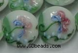 CLG823 15.5 inches 20mm flat round lampwork glass beads wholesale