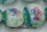 CLG824 15.5 inches 20mm flat round lampwork glass beads wholesale