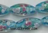 CLG866 15.5 inches 10*20mm rice lampwork glass beads wholesale