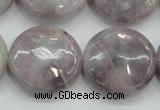 CLI57 15.5 inches 25mm flat round natural lilac jasper beads wholesale