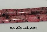 CLJ302 15.5 inches 8*16mm flat tube dyed sesame jasper beads wholesale