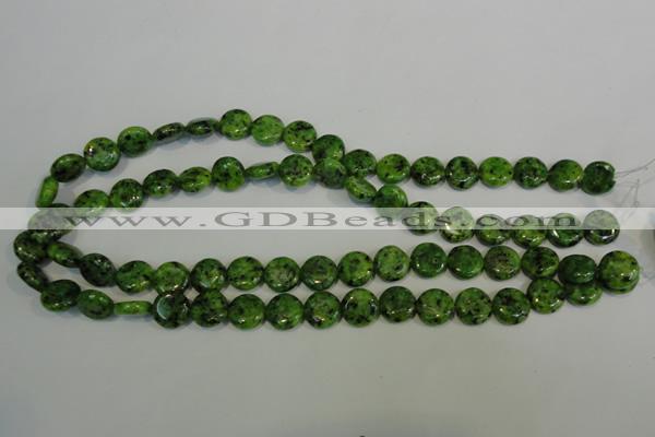 CLJ312 15.5 inches 12mm flat round dyed sesame jasper beads wholesale