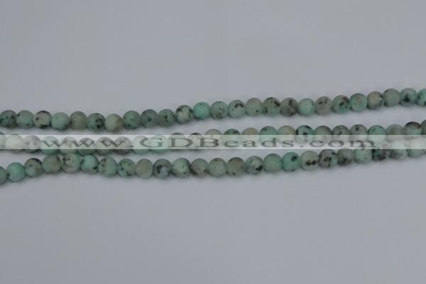 CLJ410 15.5 inches 4mm round matte sesame jasper beads wholesale