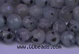 CLJ422 15.5 inches 8mm faceted round sesame jasper beads