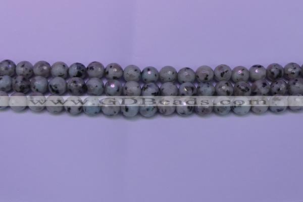 CLJ423 15.5 inches 10mm faceted round sesame jasper beads