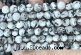 CLJ550 15.5 inches 6mm,8mm,10mm & 12mm faceted round sesame jasper beads