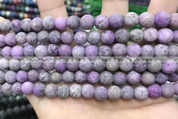 CLJ586 15 inches 8mm round matte sesame jasper beads