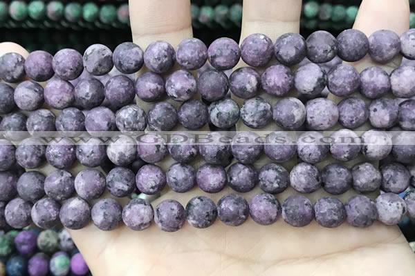 CLJ587 15 inches 8mm round matte sesame jasper beads