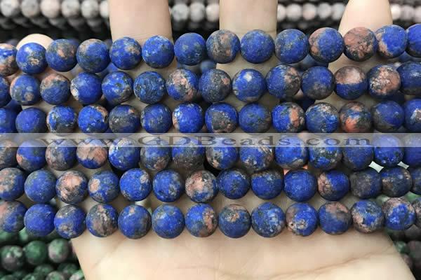 CLJ597 15 inches 8mm round matte sesame jasper beads