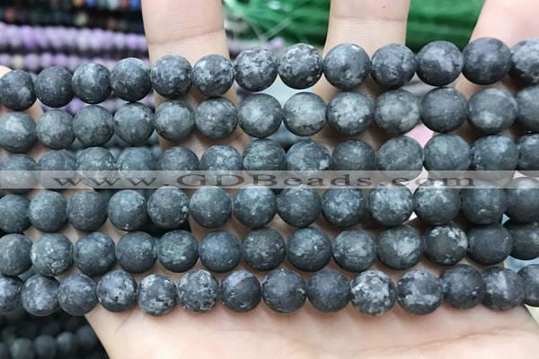 CLJ598 15 inches 8mm round matte sesame jasper beads