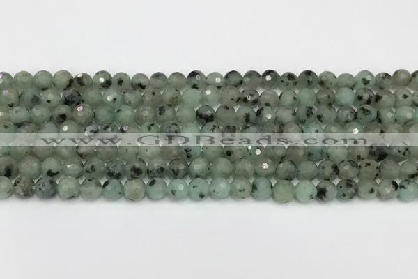 CLJ640 15.5 inches 6mm faceted round sesame jasper beads wholesale