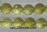 CLQ58 15.5 inches 12mm faceted round natural lemon quartz beads