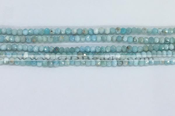 CLR108 15.5 inches 2*3mm faceted rondelle natural larimar beads