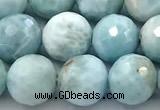 CLR156 15 inches 9mm faceted round larimar gemstone beads