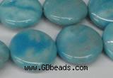 CLR365 15.5 inches 20mm flat round dyed larimar gemstone beads