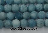 CLR611 15.5 inches 6mm round matte imitation larimar beads