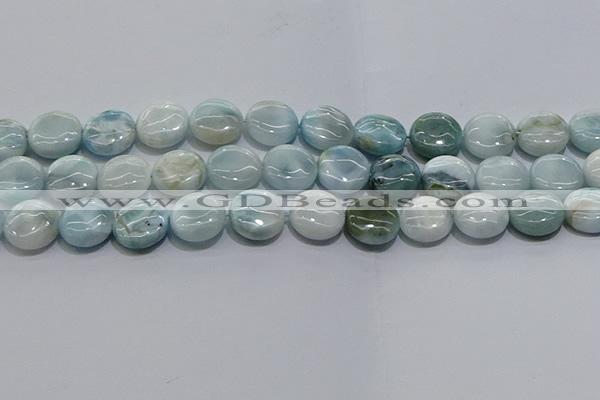 CLR85 15.5 inches 12mm flat round larimar gemstone beads