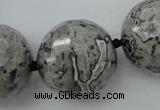 CLS09 15.5 inches 30mm faceted round large grey picture jasper beads