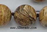 CLS10 15.5 inches 30mm faceted round large picture jasper beads